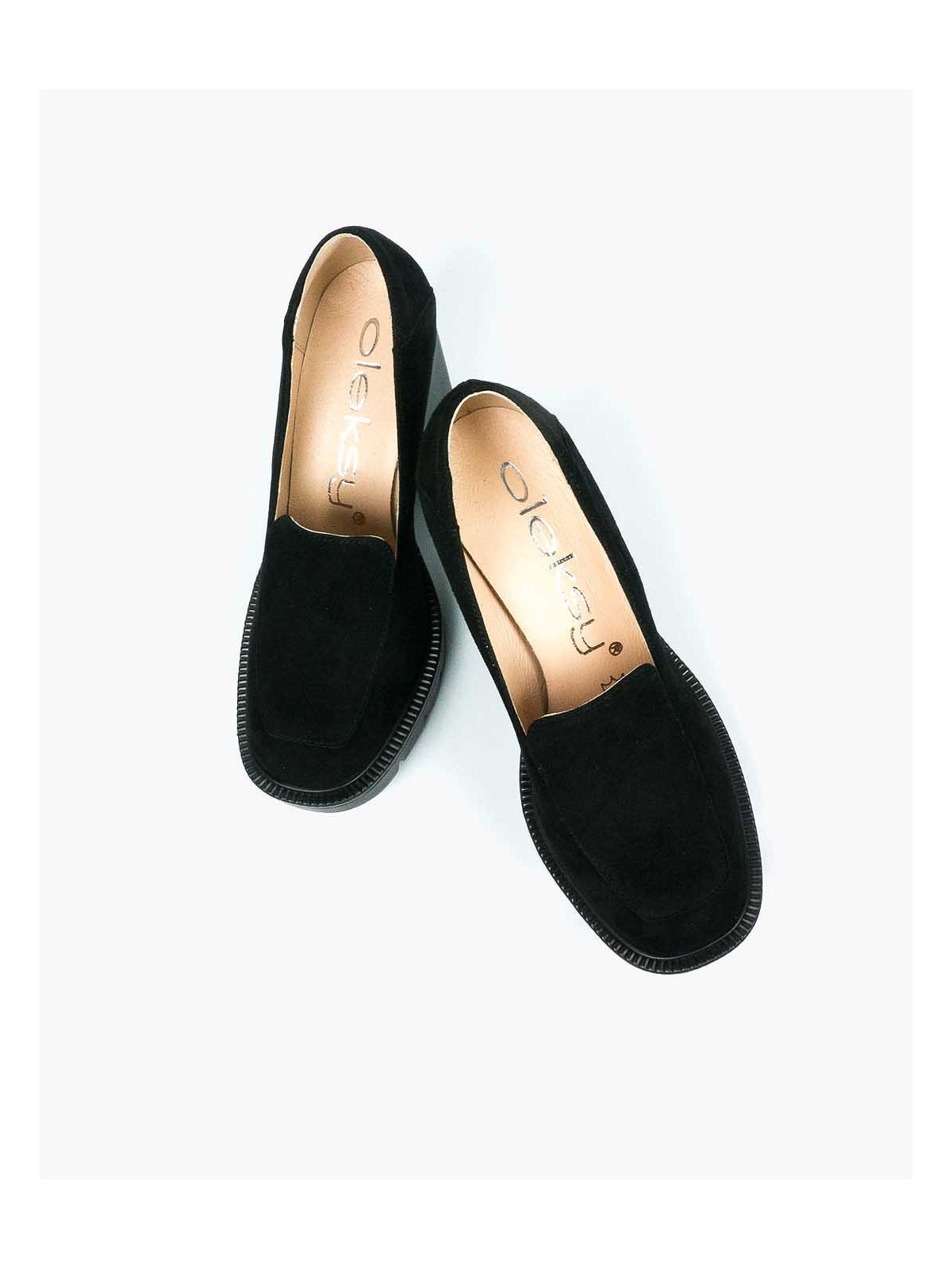 Czarne półbuty damskie skórzane