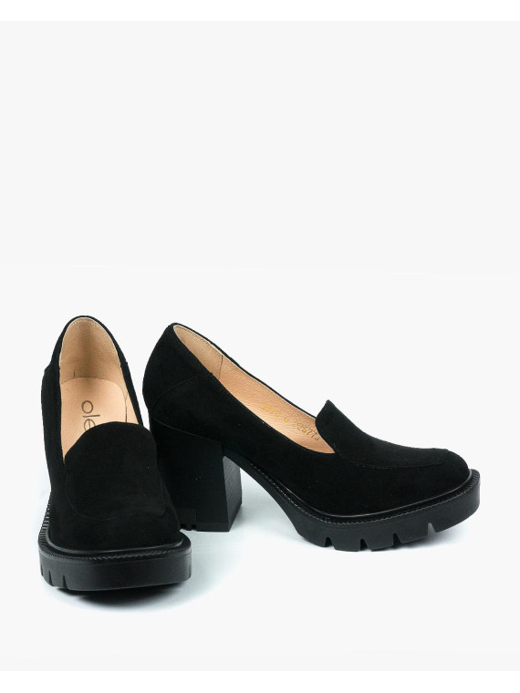 Czarne półbuty damskie skórzane