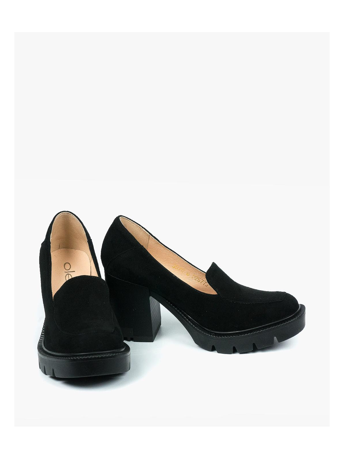 Czarne półbuty damskie skórzane