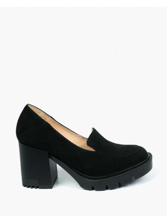 Czarne półbuty damskie skórzane