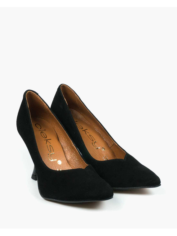 Czarne czółenka damskie skórzane