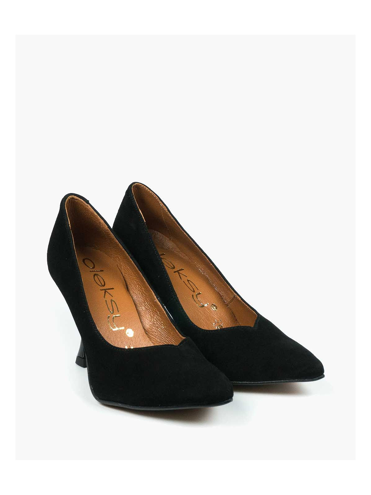 Czarne czółenka damskie skórzane