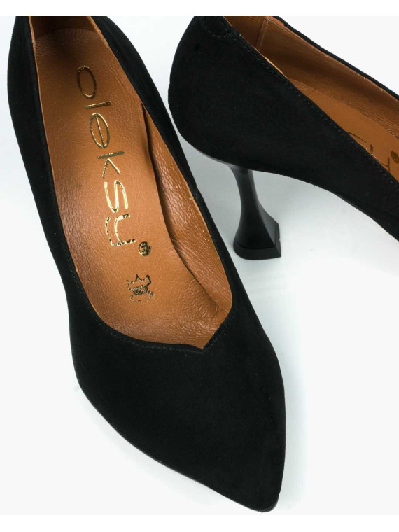 Czarne czółenka damskie skórzane