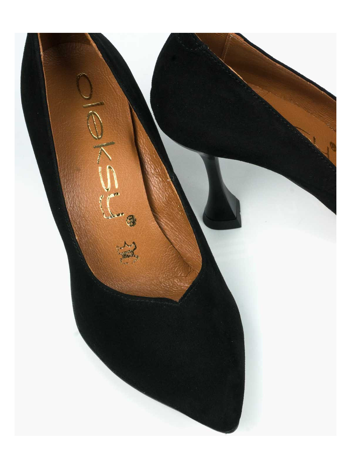 Czarne czółenka damskie skórzane