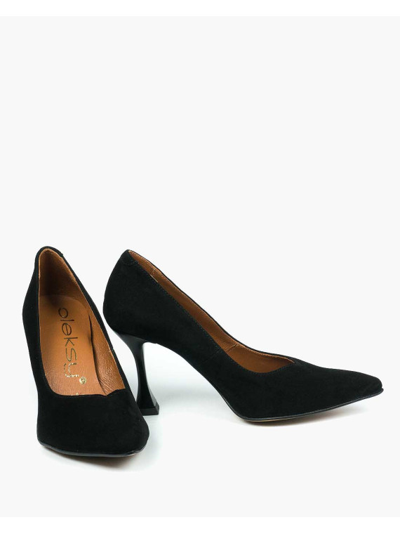 Czarne czółenka damskie skórzane