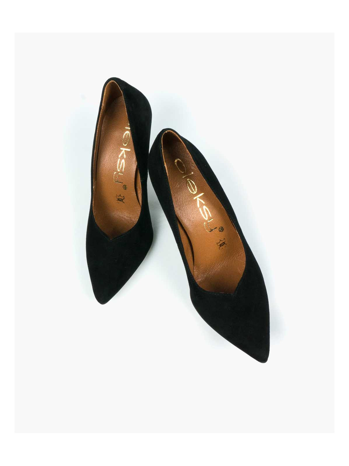 Czarne czółenka damskie skórzane