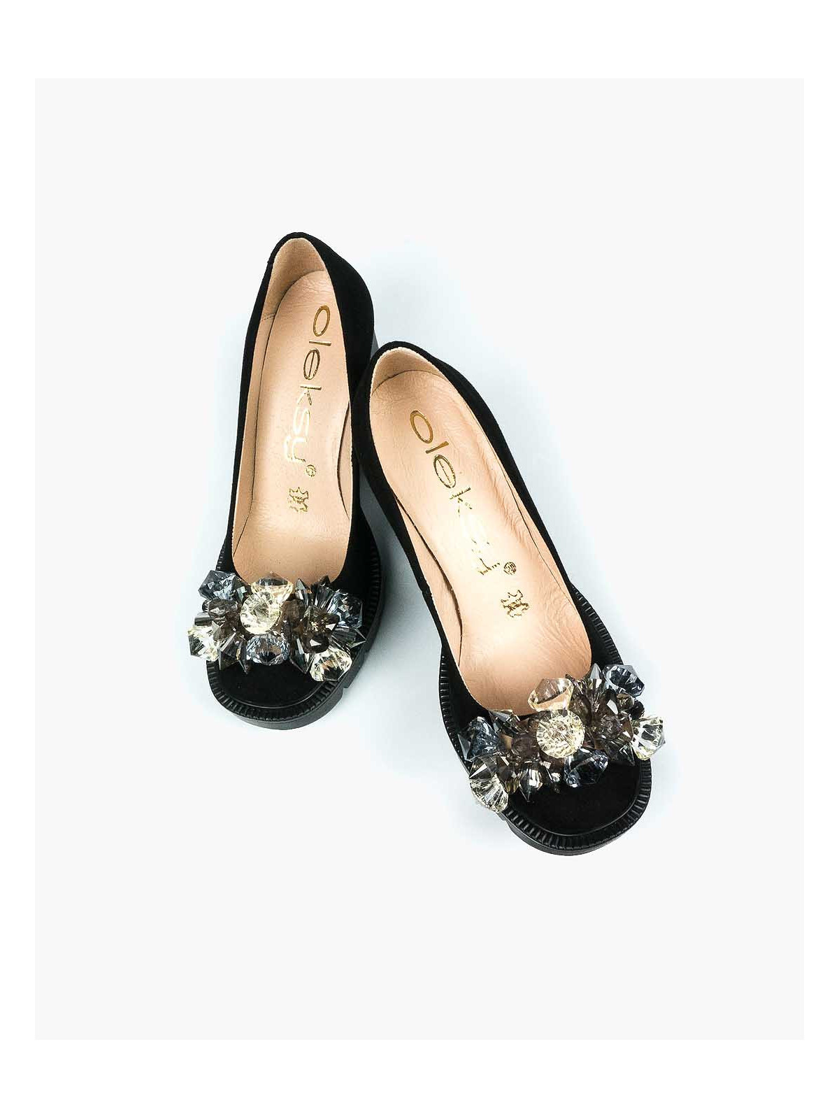 Czarne półbuty damskie skórzane