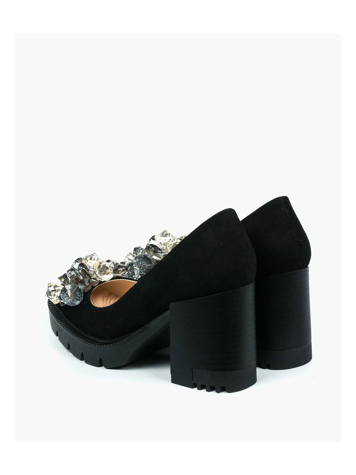 Czarne półbuty damskie skórzane