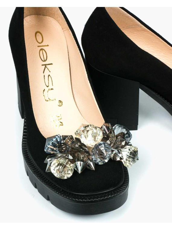 Czarne półbuty damskie skórzane