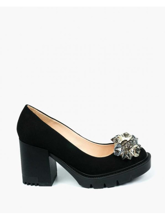 Czarne półbuty damskie skórzane
