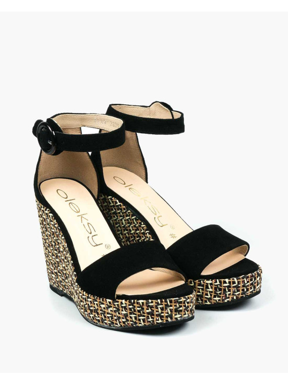 Czarne sandały damskie skórzane