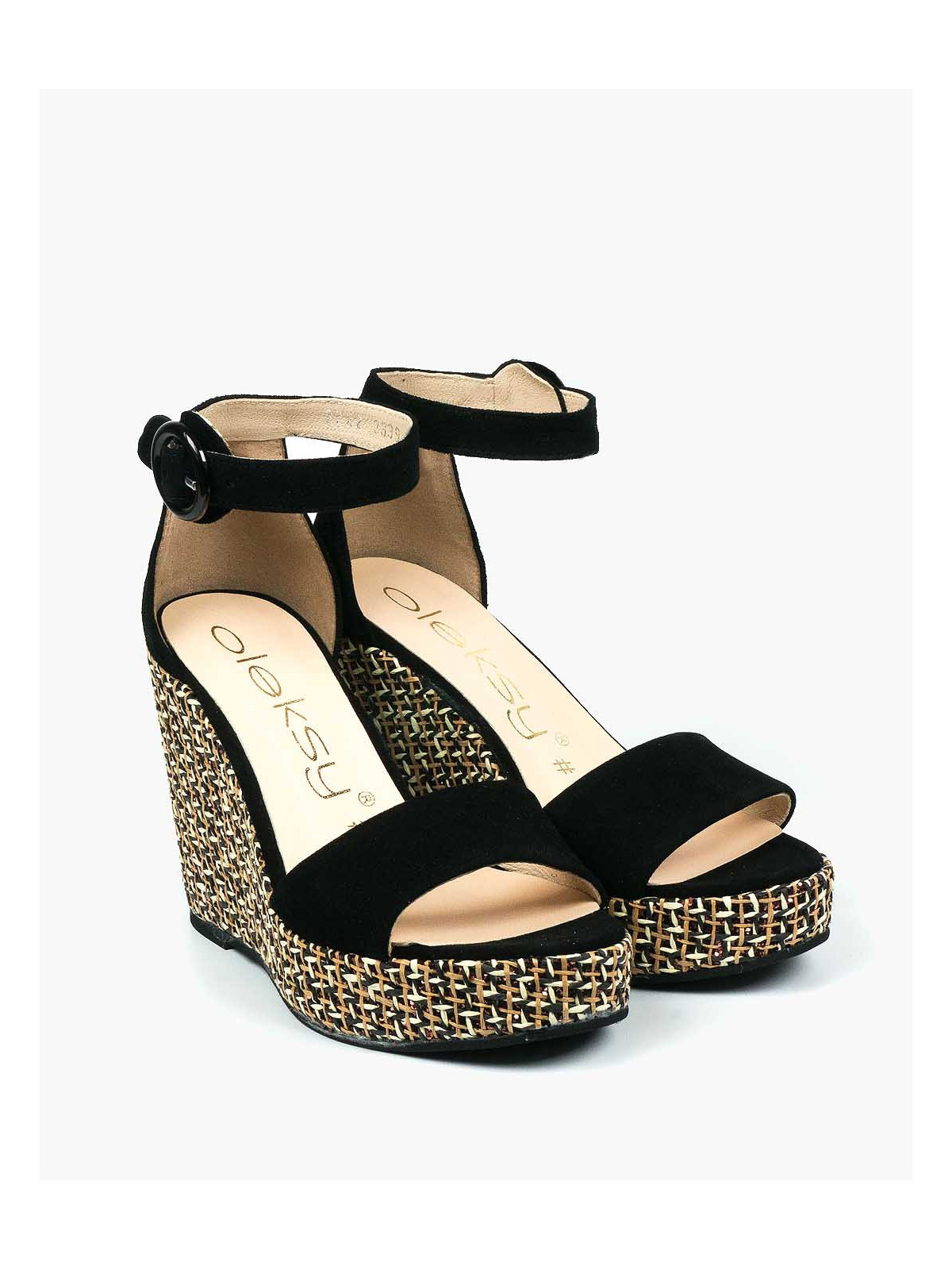 Czarne sandały damskie skórzane