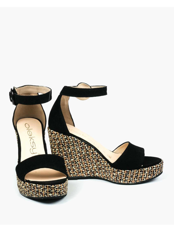 Czarne sandały damskie skórzane