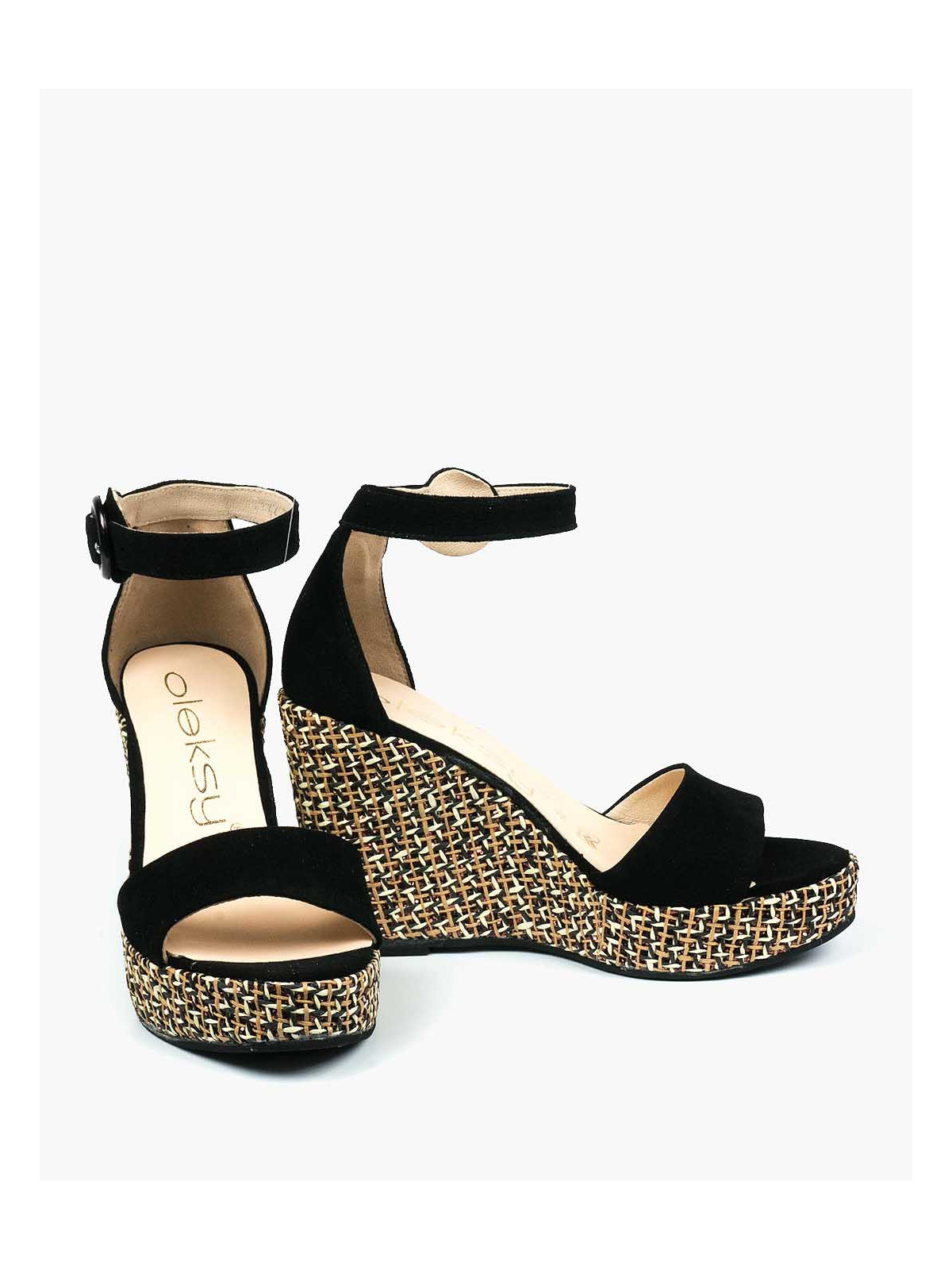 Czarne sandały damskie skórzane