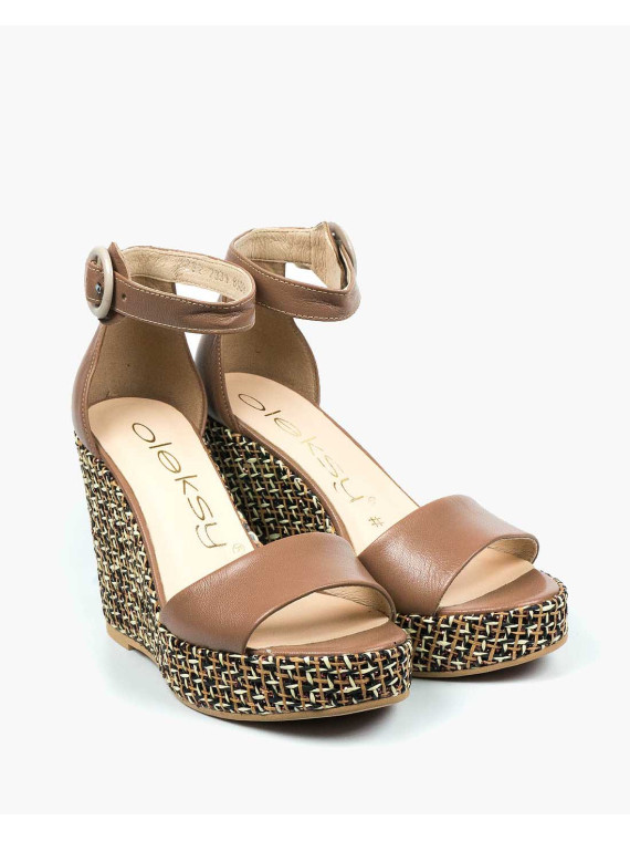 Brązowe sandały damskie skórzane