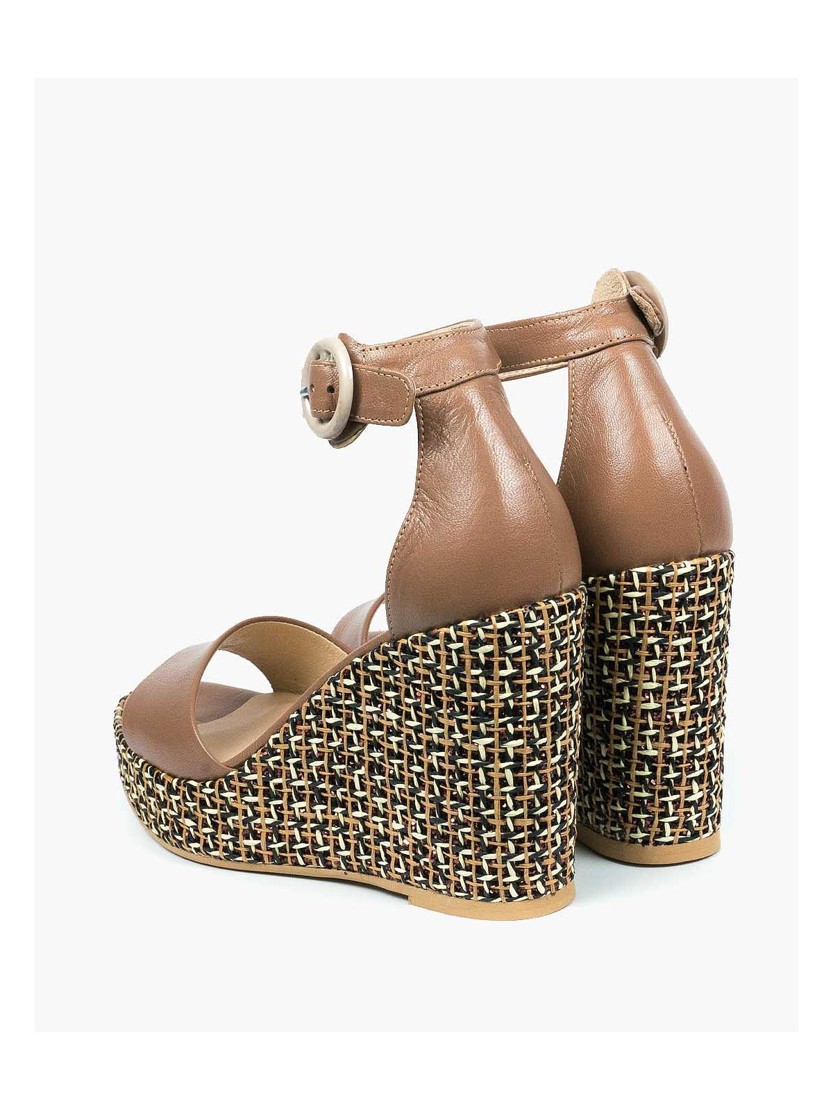 Brązowe sandały damskie skórzane