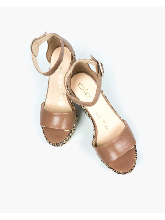 Brązowe sandały damskie skórzane