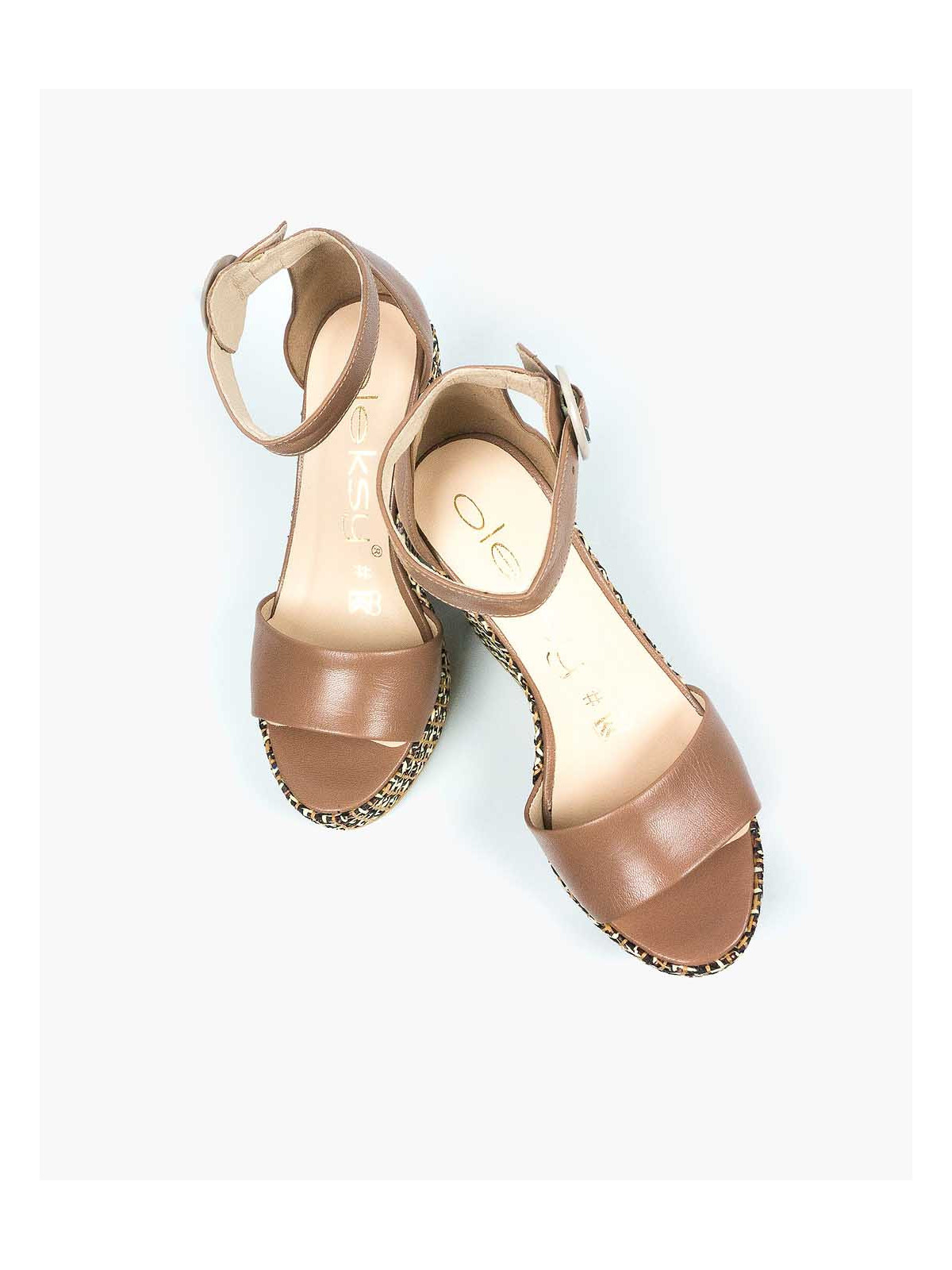 Brązowe sandały damskie skórzane