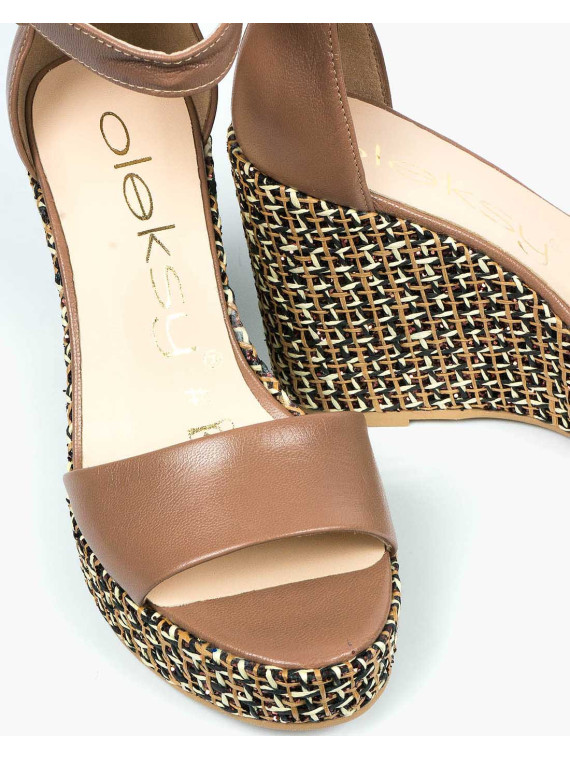 Brązowe sandały damskie skórzane