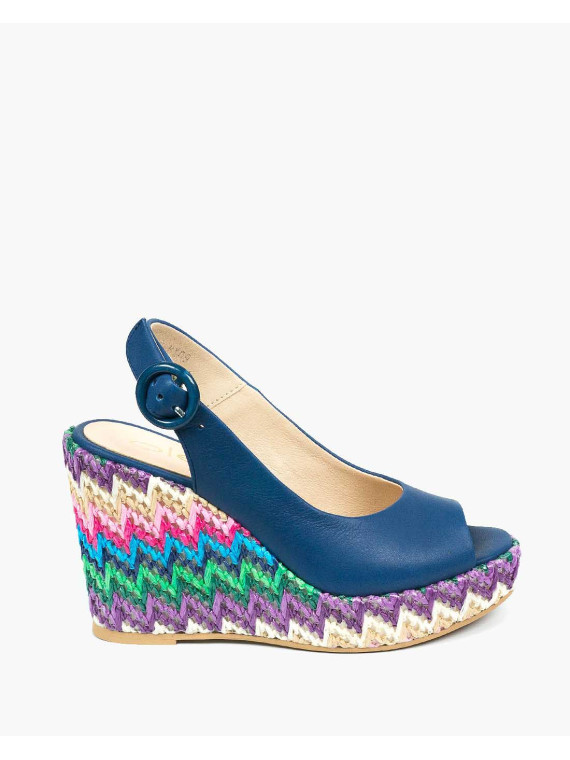 Granatowe sandały damskie skórzane