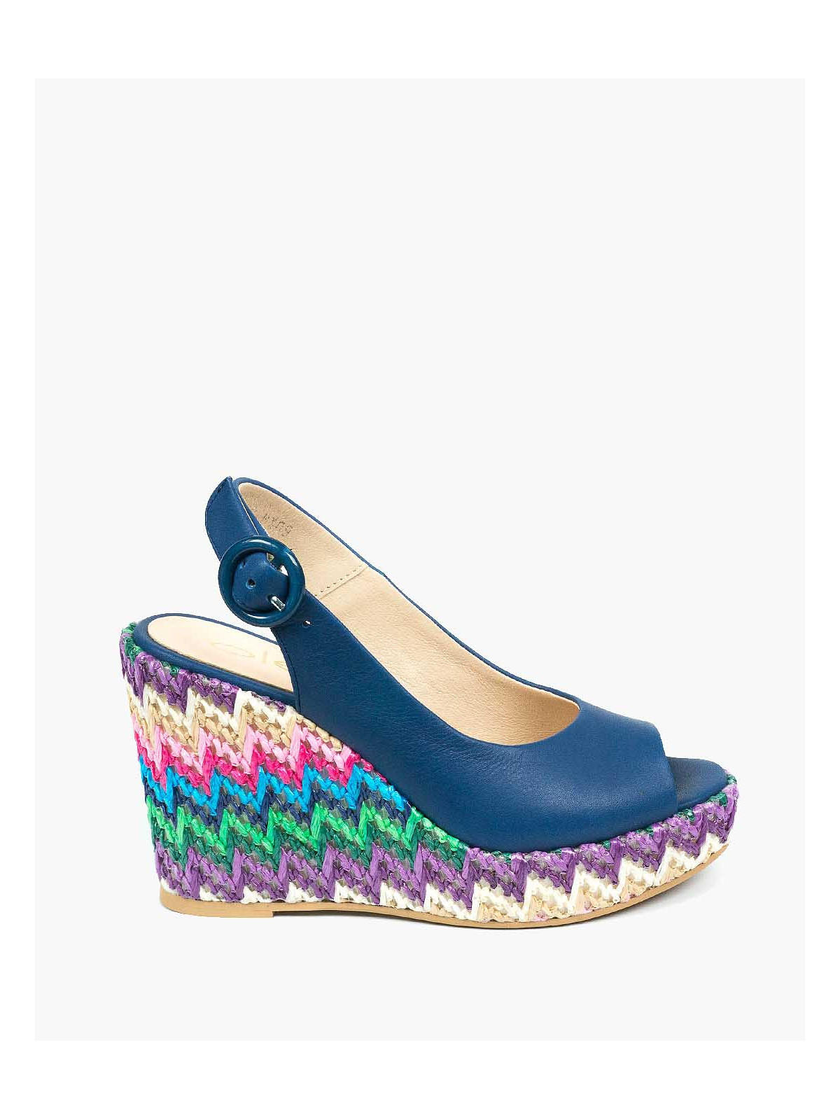 Granatowe sandały damskie skórzane