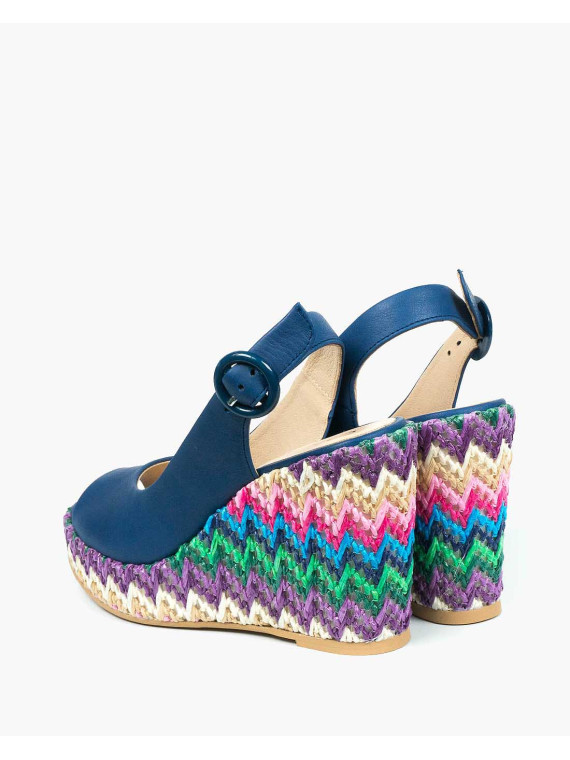 Granatowe sandały damskie skórzane