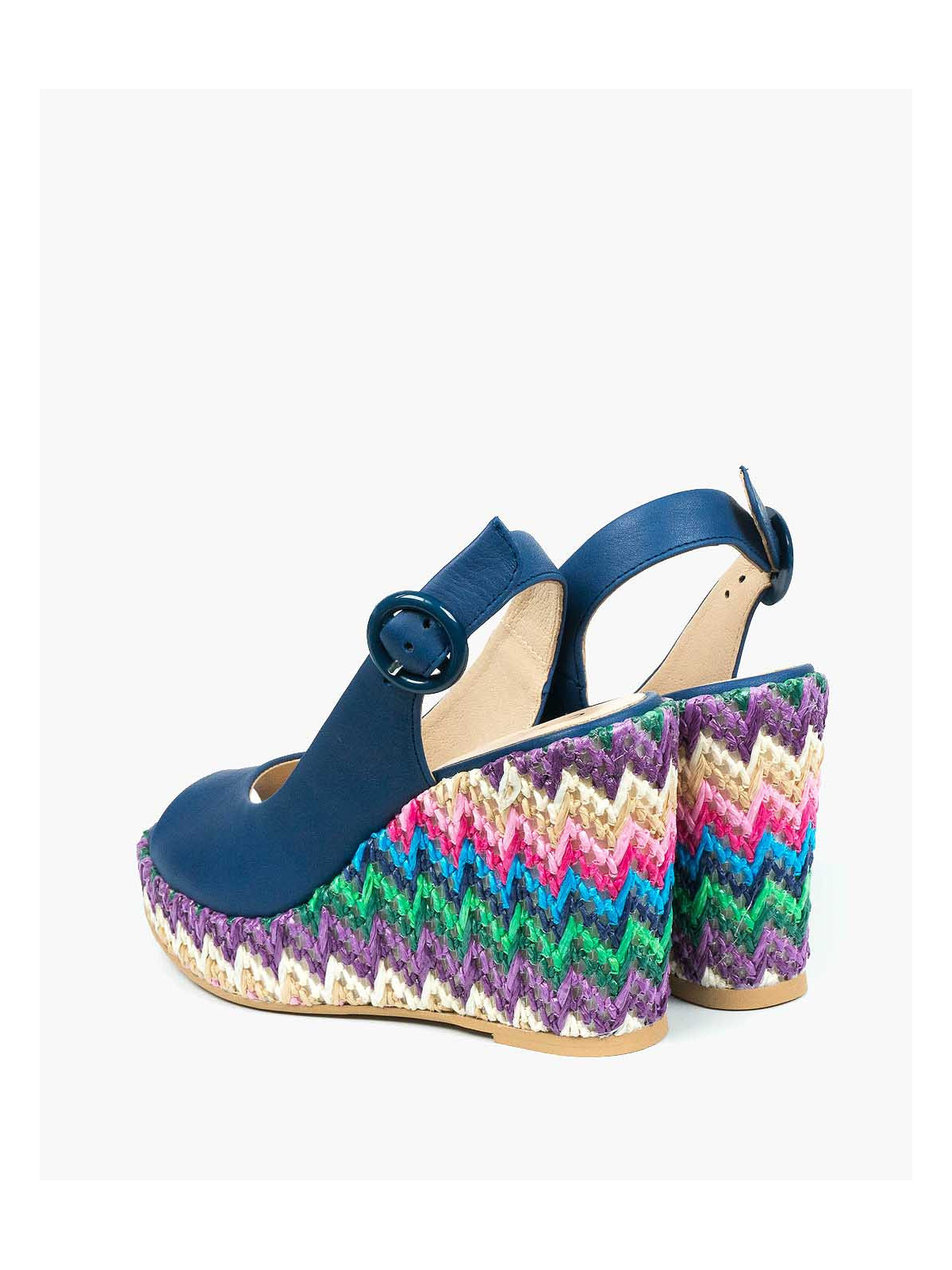 Granatowe sandały damskie skórzane