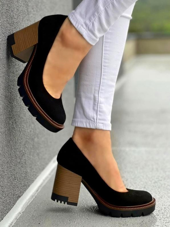 Czarne półbuty damskie skórzane