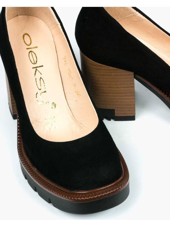 Czarne półbuty damskie skórzane