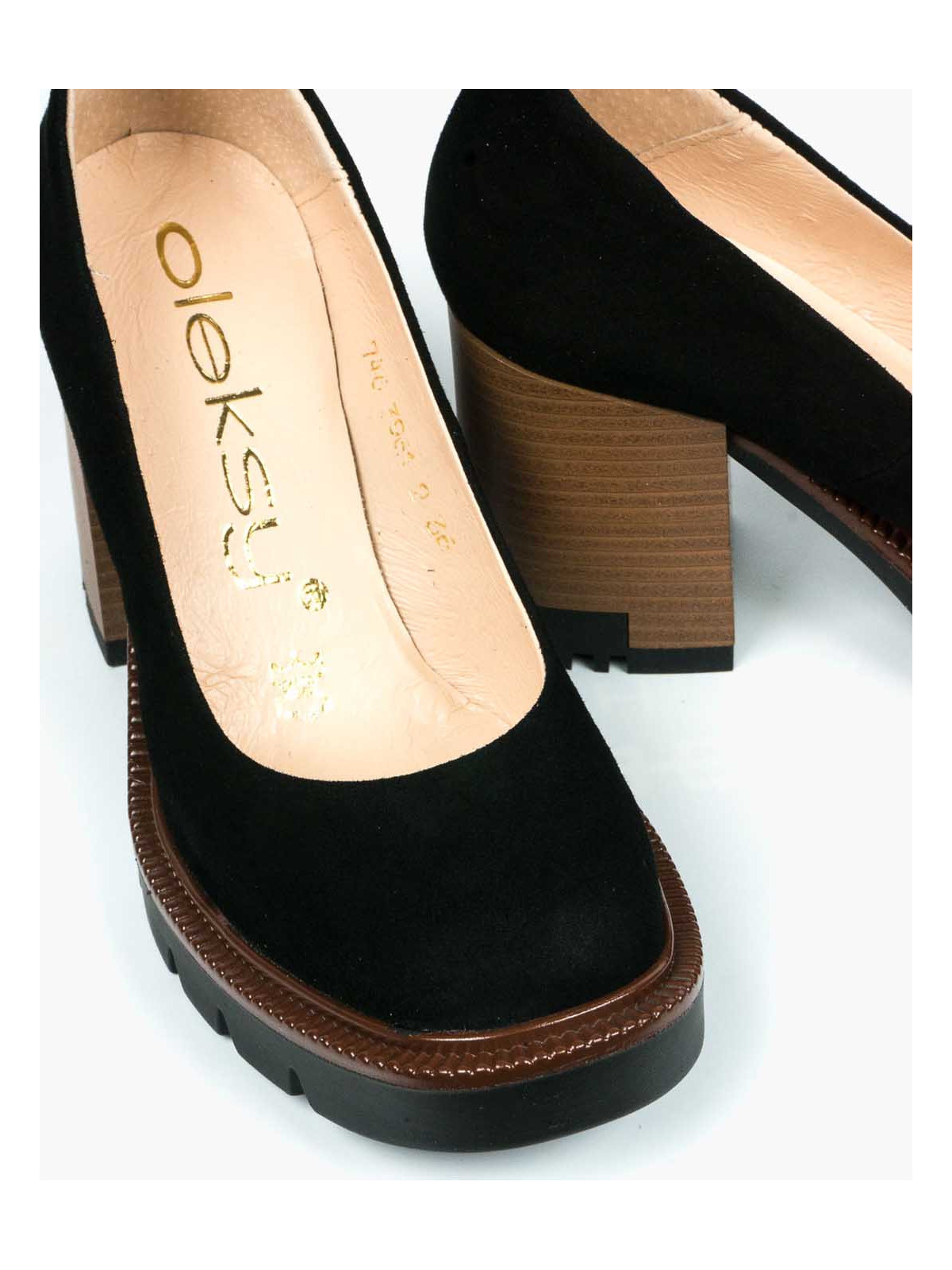 Czarne półbuty damskie skórzane