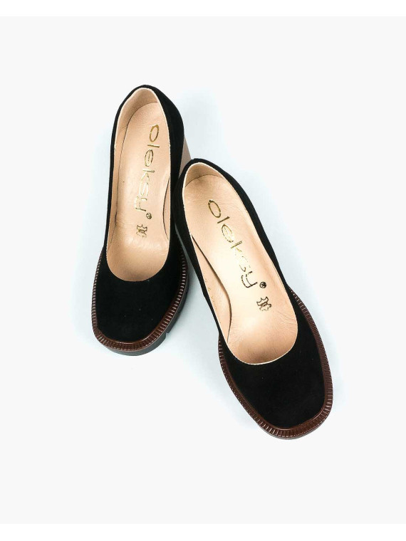 Czarne półbuty damskie skórzane