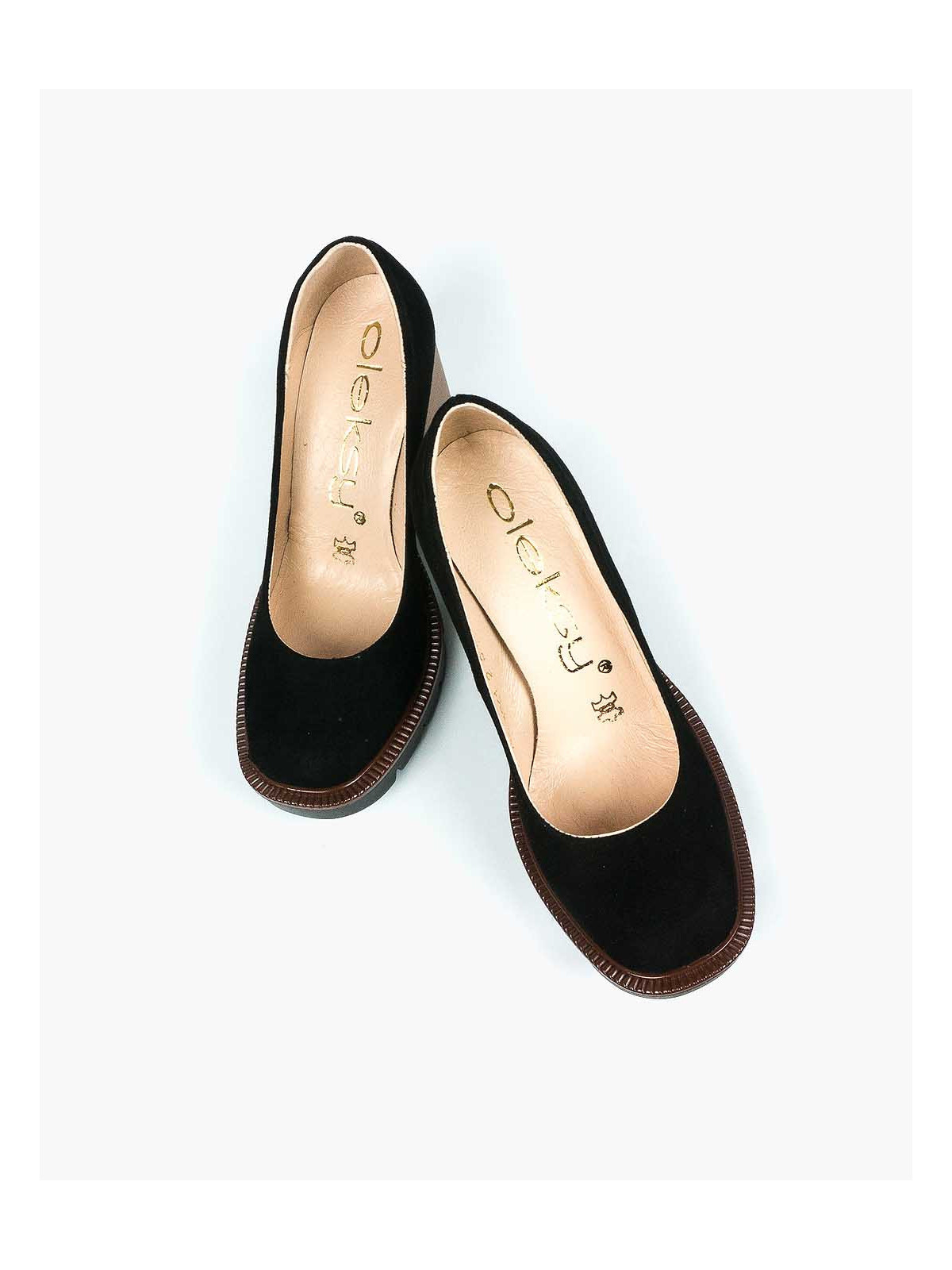 Czarne półbuty damskie skórzane