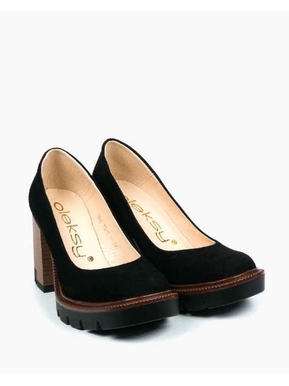 Czarne półbuty damskie skórzane