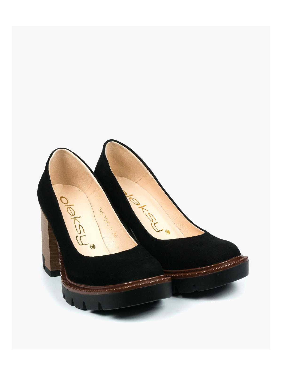 Czarne półbuty damskie skórzane