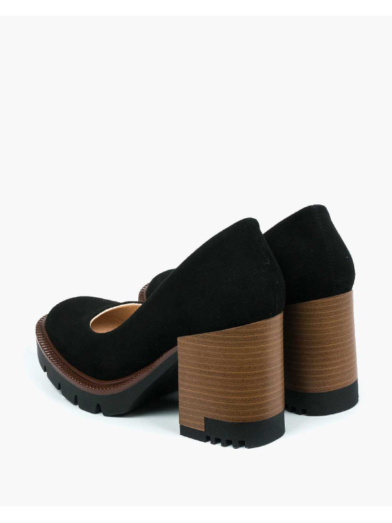 Czarne półbuty damskie skórzane
