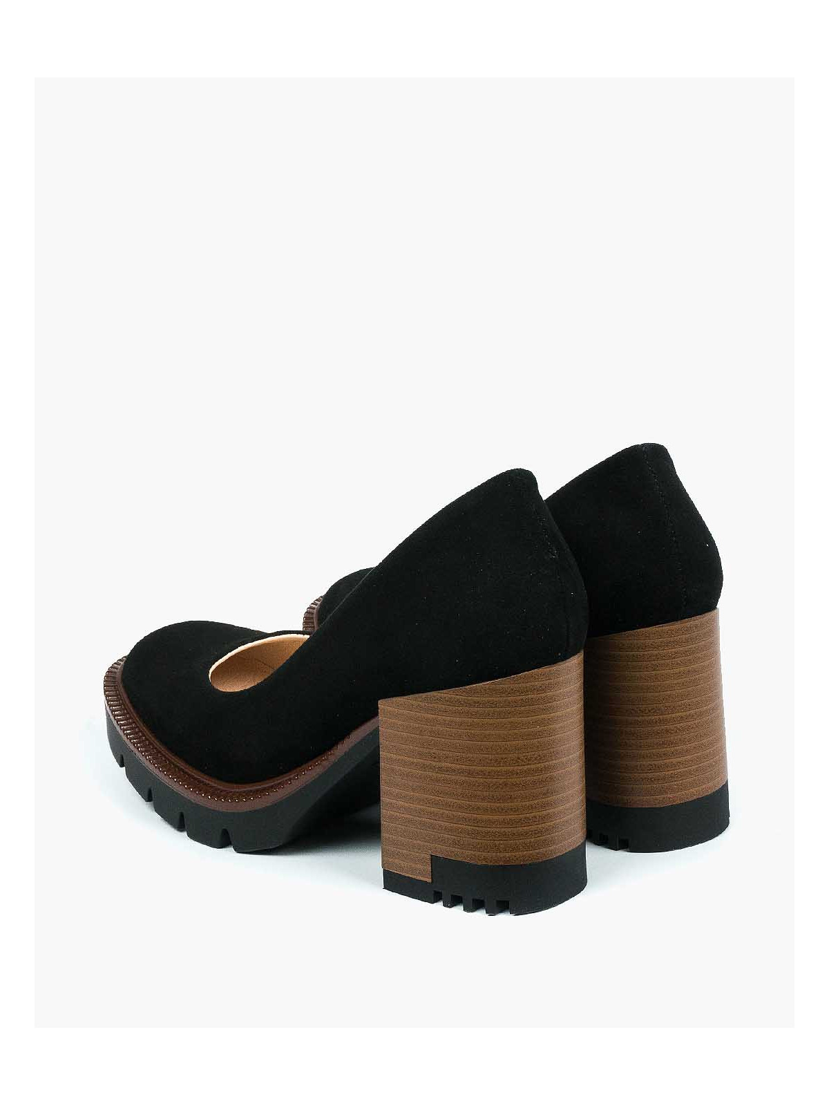 Czarne półbuty damskie skórzane