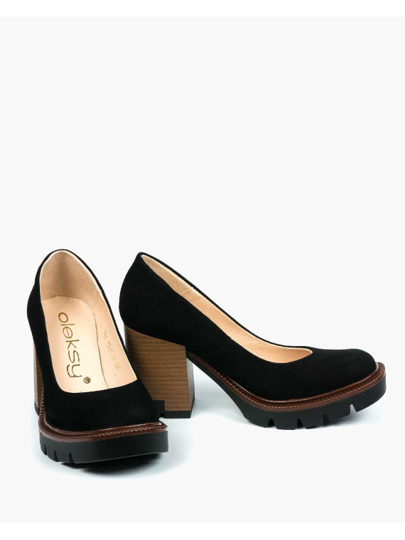 Czarne półbuty damskie skórzane