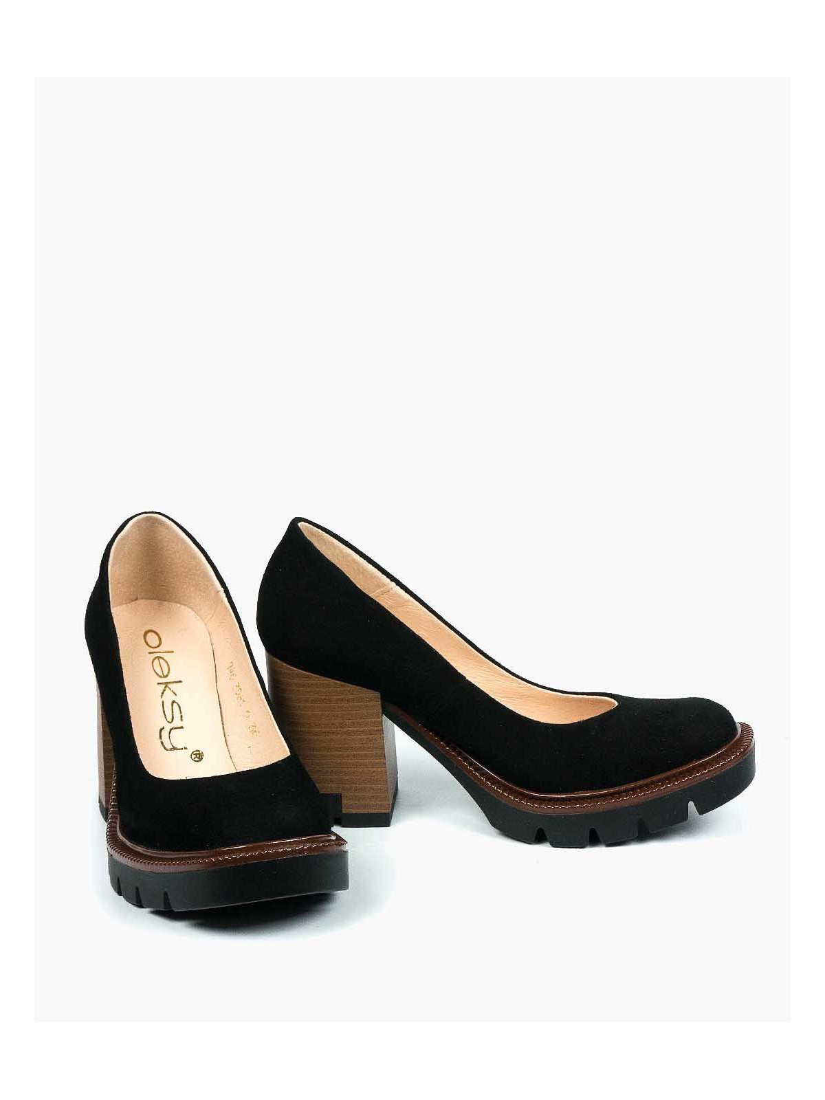 Czarne półbuty damskie skórzane