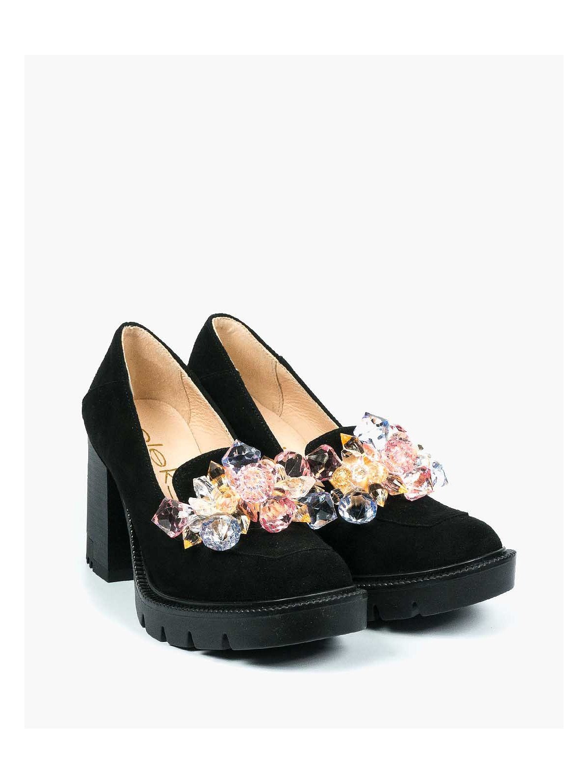 Czarne półbuty damskie skorzane