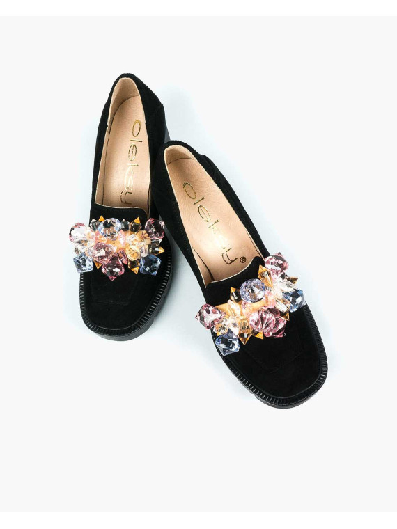 Czarne półbuty damskie skorzane