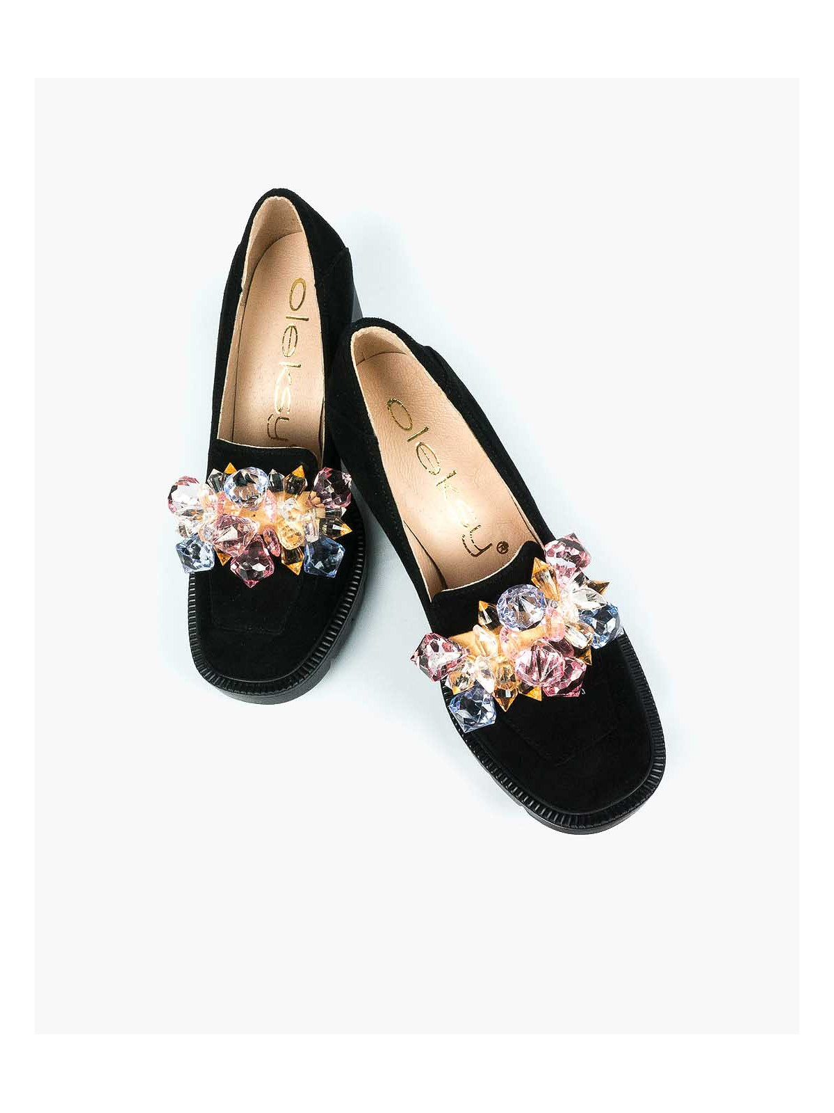 Czarne półbuty damskie skorzane