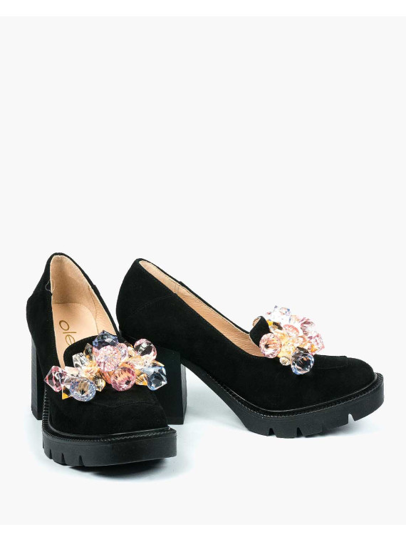 Czarne półbuty damskie skorzane