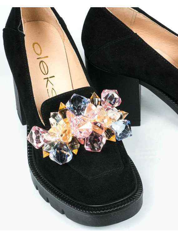 Czarne półbuty damskie skorzane