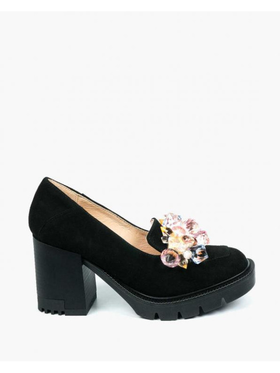 Czarne półbuty damskie skorzane