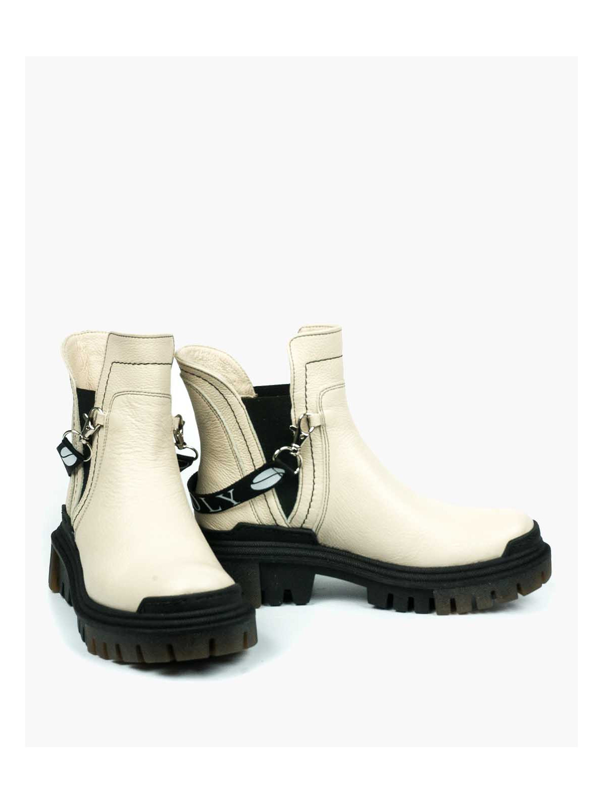 Beżowe trapery damskie skórzane