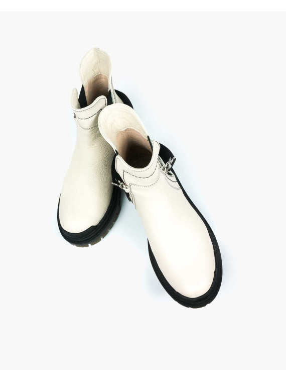 Beżowe trapery damskie skórzane