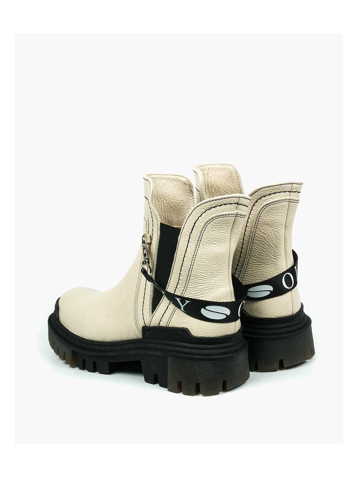 Beżowe trapery damskie skórzane