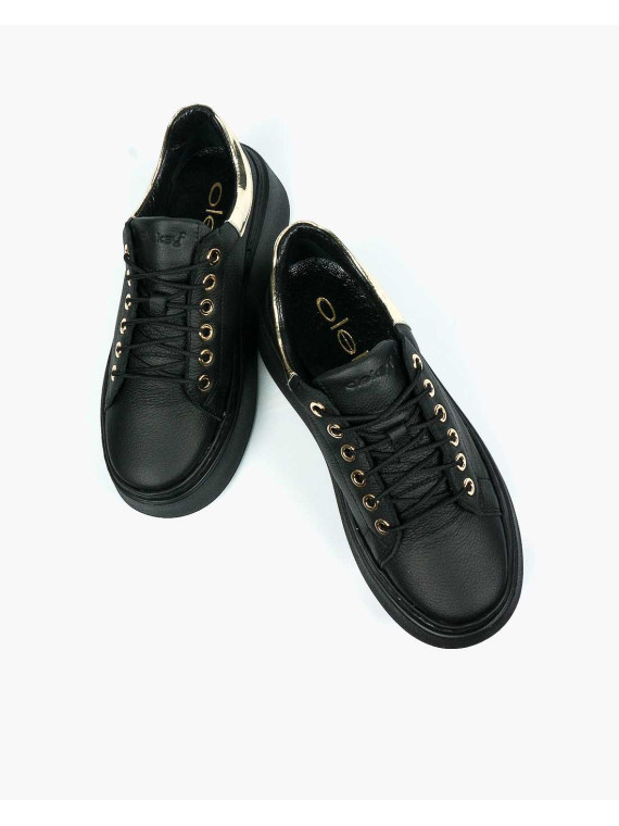 Czarne trampki damskie skórzane