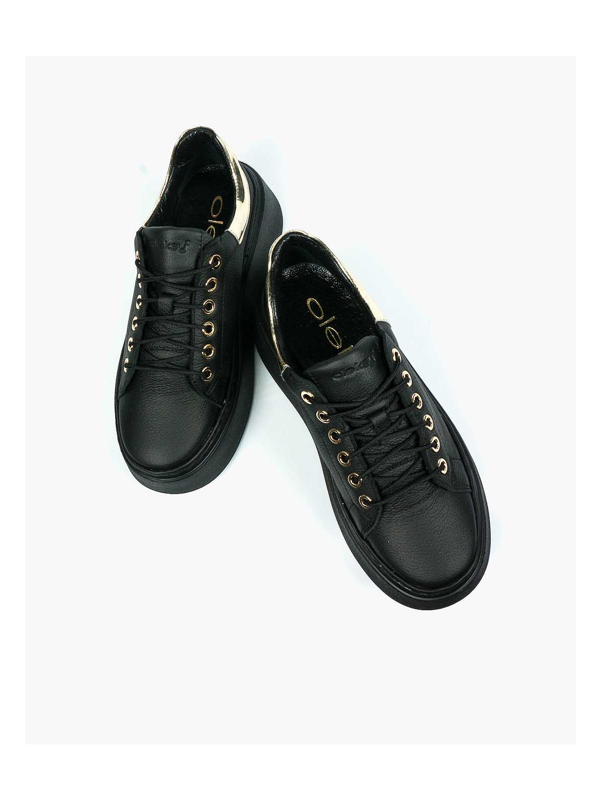 Czarne trampki damskie skórzane