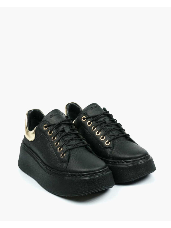 Czarne trampki damskie skórzane